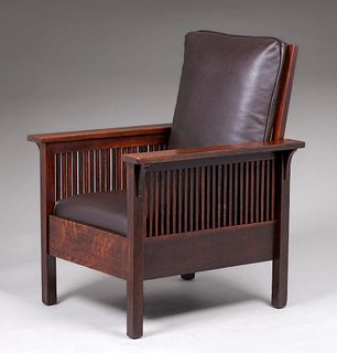 Rare Gustav Stickley #390 Spindled Fixed-Back Armchair c1907