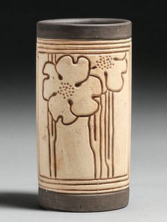 Weller Burntwood Cylinder Vase c1910s