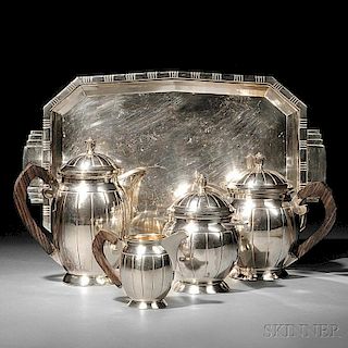 Art Deco Silver-plate Five-piece Tea/Coffee Service