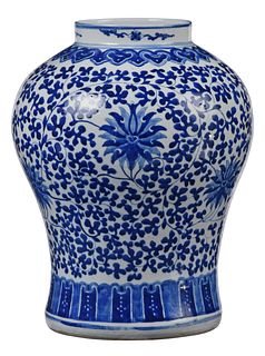 Chinese Blue and White Porcelain Temple Jar