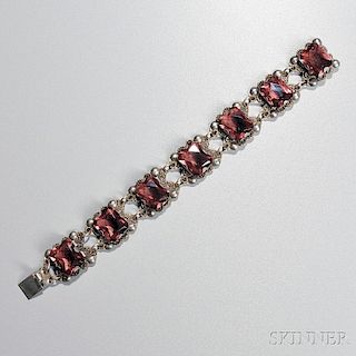 Silver Bracelet with Purple Faceted Stones