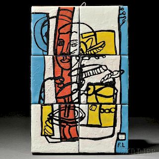 Fernand Leger (French, 1881-1955) Tiled Plaque