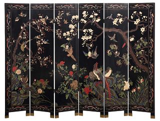 Chinese Lacquered Floor Screen