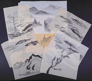 Set of Eight Ink Studies