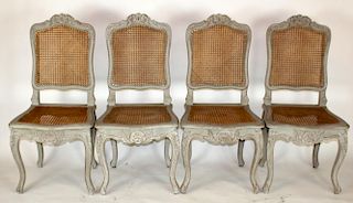 Set of 4 French Louis XV cane chairs