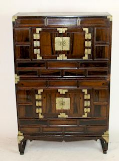 Chinese stacking cabinet with brass hardware