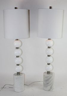 Pair of Modern stacked ball lamps