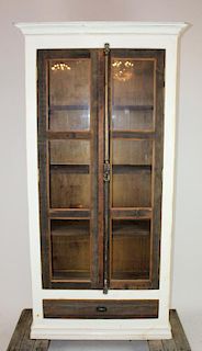 Rustic painted white 2 door bookcase
