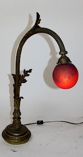 French bronze table lamp with Art de France shade