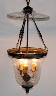 Etched glass bell jar lantern