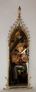 Gothic style gilt metal spire form mirror