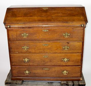 English oak chest with slant front secretary