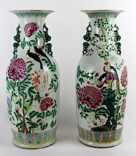 Pair of Chinese porcelain urns