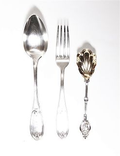 A Group of American Silver Flatware Articles, Mid 19th Century,