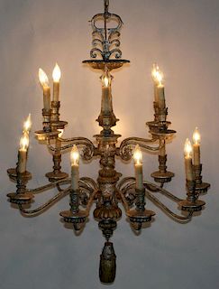 2-tier acanthus scroll silver chandelier