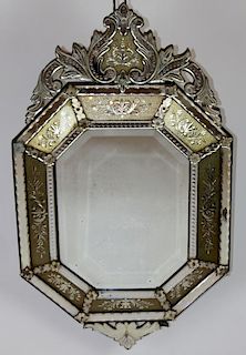 Antique Venetian octagonal mirror