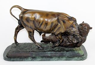 I. Bonheur bronze sculpture of bull and bear
