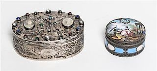 A German Silver Box, Width of wider 3 1/2 inches.