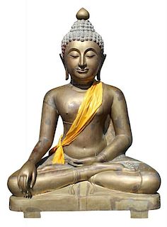 Giant (Almost 10'h) bronze sculpture of Thai Buddha