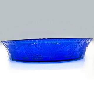Vintage Cobalt Blue Glass Round Serving Tray