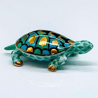Herend Porcelain Green Figurine, Turtle