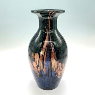 Shimmering Black, Gold, Green, and Blue Glitter Swirl Vase