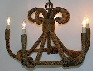 5-arm nautical style rope chandelier
