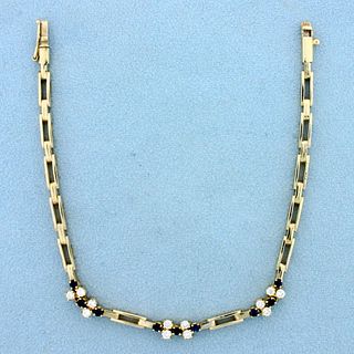 Diamond and Sapphire Bracelet in 18k Yellow Gold