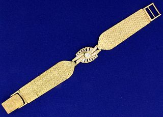 Vintage 1.5 ct TW Diamond Woven Mesh Style Bracelet in 14k Yellow Gold