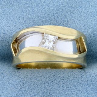 Unique Designer 1/3ct Princess Cut Solitaire Diamond Ring in 14k Gold