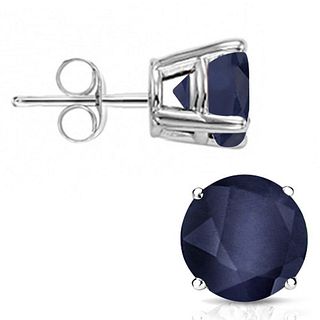 6MM Round Cut Midnight Sapphire 2CTW Stud Earrings in Sterling Silver
