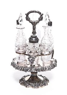 * A Victorian Cruet Set, Height overall 14 1/2 inches.