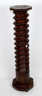 French wooden wine screw pedestal