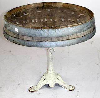 French wine barrel end bistro table