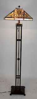 Arts & Crafts style stained glass floor lamp