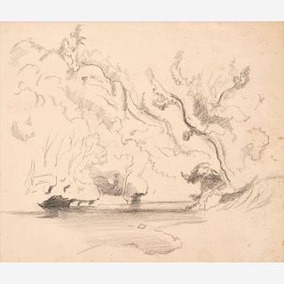  Thomas Hart Benton "Sketch of Current River" Graphite (ca. 1962-63)
