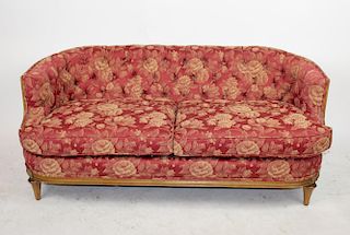 American Victorian tufted upholstered parlor settee