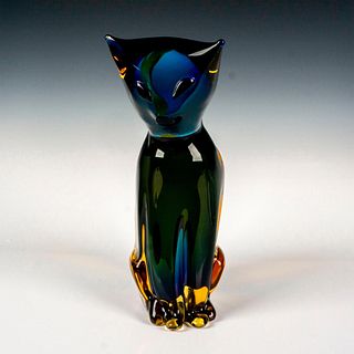 Walter Furlan (Italian, 1931-2018) Murano Glass Sculpture, Seated Cat Signed