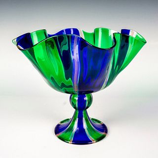 Murano Art Glass Footed Bowl, Cane