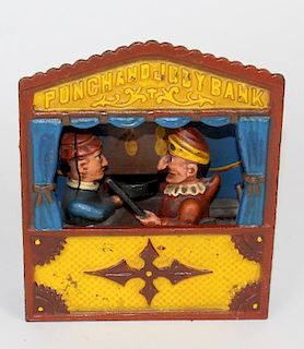 Cast iron Punch & Judy mechanical bank
