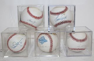 Lot of 5 signed baseballs in cases
