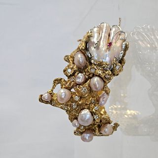 Diamond, Ruby, Freshwater Pearl, 18k Bracelet