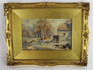 English watercolor depicting a mill
