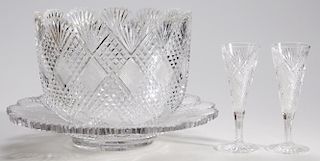 Dorflinger Brilliant Period Cut Glass Champagne Bowl, Glasses