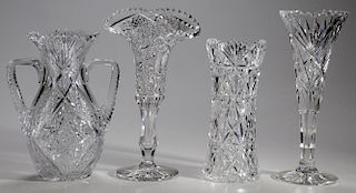 Four Brilliant Period Cut Glass Vases