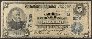 1902 $5 NORTHERN NATIONAL BANK OF TOLEDO