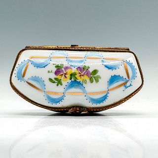 Limoges Hand Painted Porcelain Charm Box, Pansies