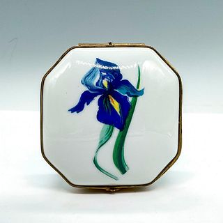 Limoges Porcelain Charm Box, Blue Iris