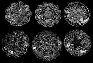Six Brilliant Period Cut Glass Plates