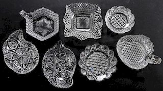 Seven Assorted Brilliant Period Cut Glass Plates, Bowls